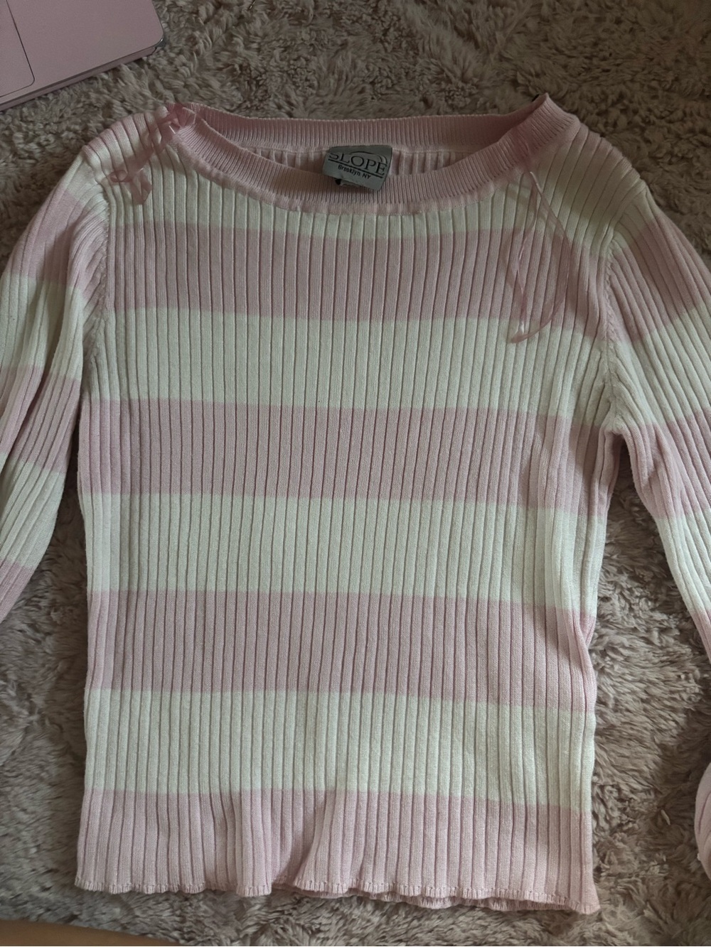 Striped knit long sleeve top